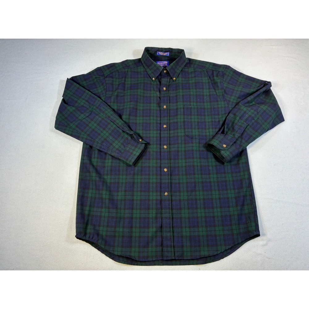 Vintage Pendleton Sir Pendleton Black Watch Plaid Wool Shirt Mens Large Green